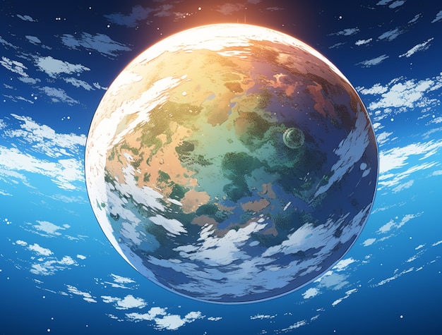 Foto gratuita la tierra al estilo de anime