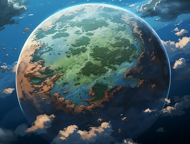 Foto gratuita la tierra al estilo de anime