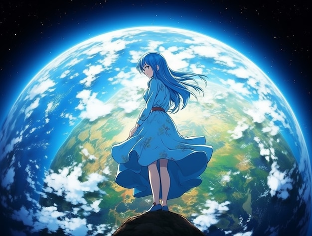 Foto gratuita la tierra representada en estilo anime