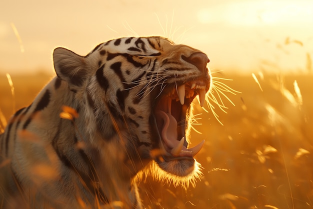 Foto gratuita el tigre blanco de bengala en el desierto