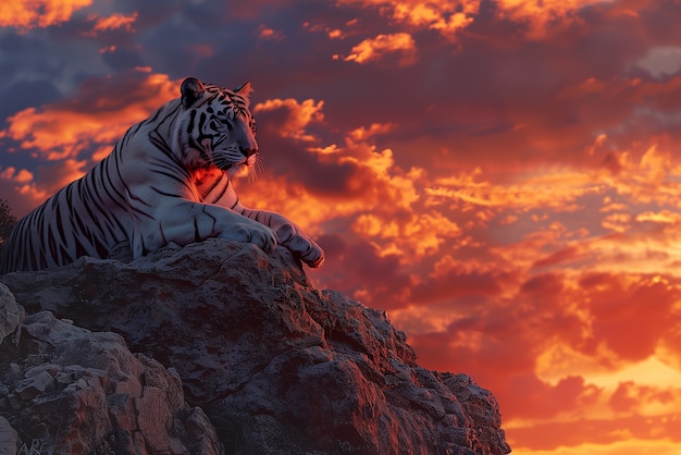 Foto gratuita el tigre blanco de bengala en el desierto