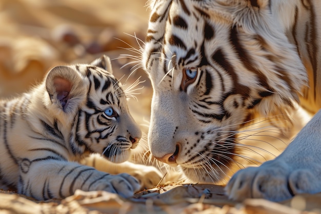 Foto gratuita el tigre blanco de bengala en la naturaleza