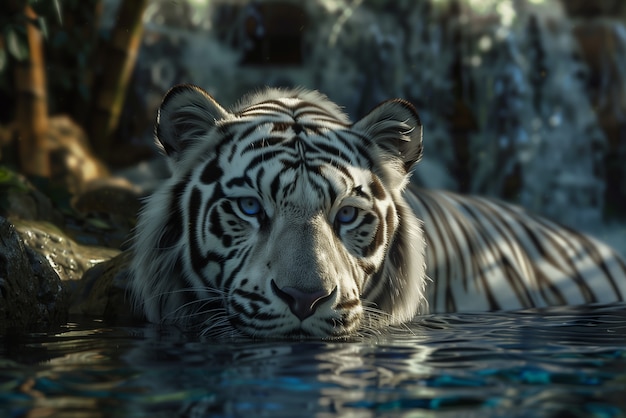 Foto gratuita el tigre blanco de bengala en la naturaleza