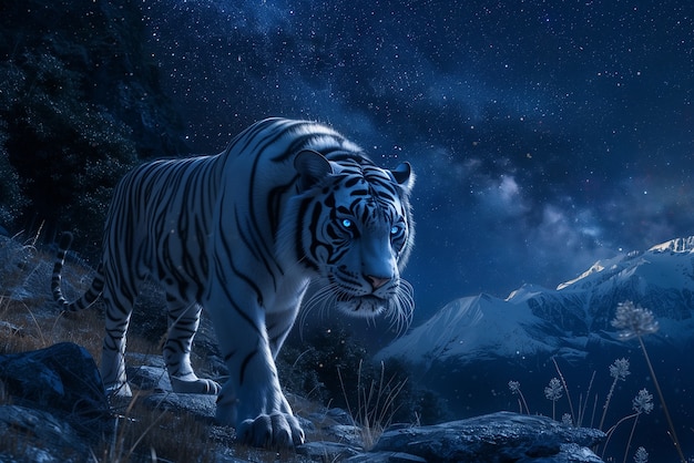 Foto gratuita el tigre blanco de bengala en la naturaleza