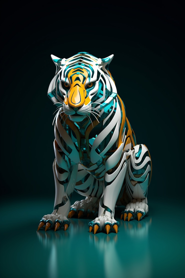 Foto gratuito tigre feroz en estudio