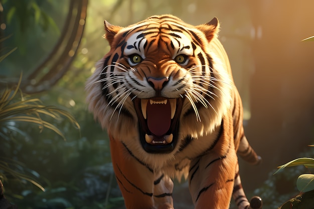 Tigre feroz en la naturaleza