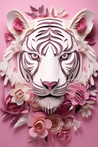 Tigre floral en estudio