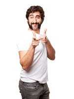 Foto gratis tío feliz mostrando gestos con sus manos