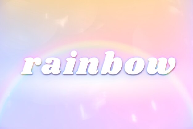 Tipografía estética de arco iris en fuente de arco iris que brilla intensamente colorido