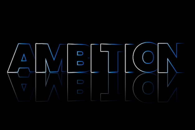 Tipografía de estilo ambición sombra sobre fondo negro
