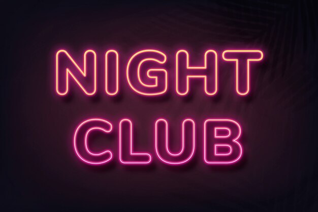 Tipografía de estilo neón de club nocturno sobre fondo negro