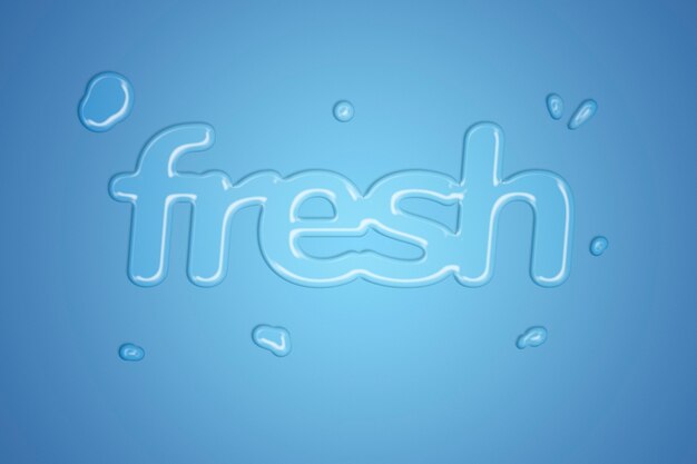 Tipografía de estilo de salpicaduras de agua dulce sobre fondo azul degradado