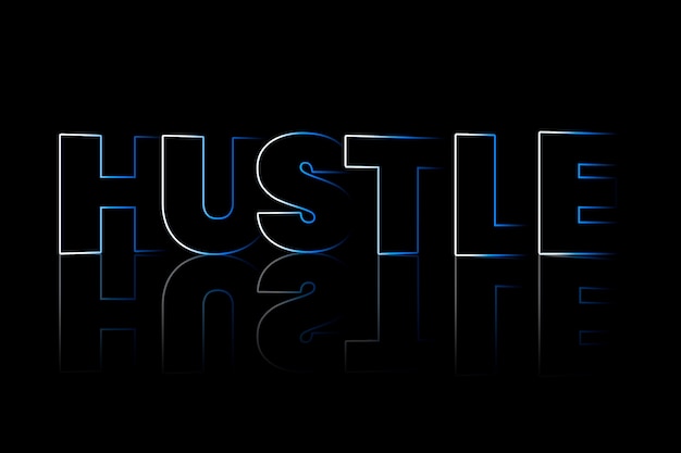 Tipografía de estilo de sombra Hustle sobre fondo negro