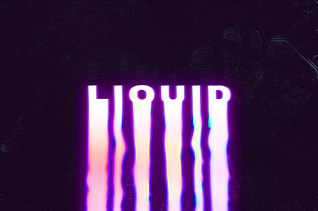 Tipografía líquida en fuente líquida holográfica.