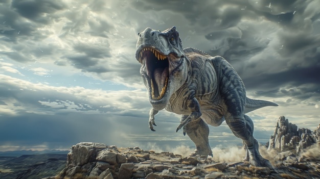 Foto gratuito el tiranosaurio rex en la naturaleza
