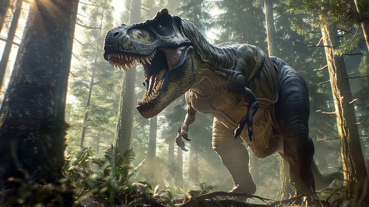 Foto gratuito el tiranosaurio rex en la naturaleza