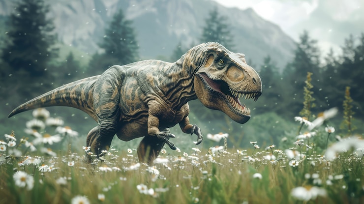 Foto gratuito el tiranosaurio rex en la naturaleza