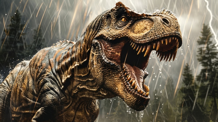 Foto gratuito el tiranosaurio rex en la naturaleza