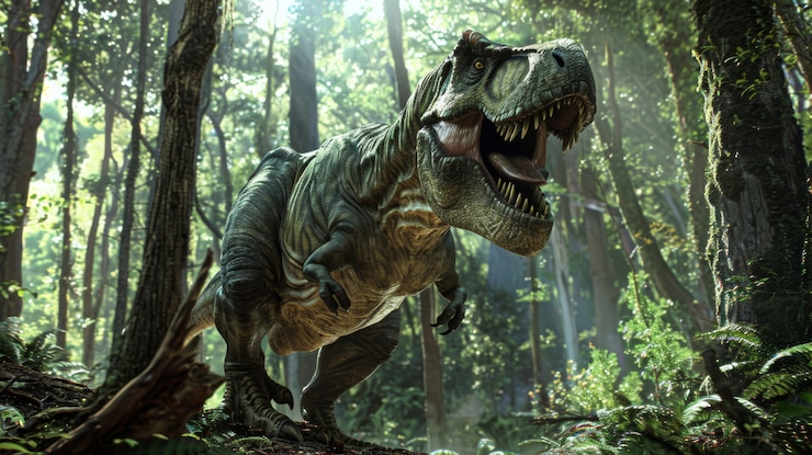 Foto gratuito el tiranosaurio rex en la naturaleza