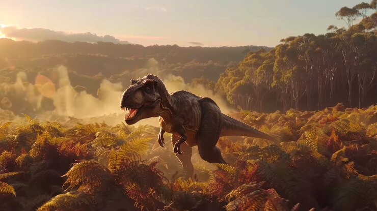 Foto gratuito el tiranosaurio rex en la naturaleza