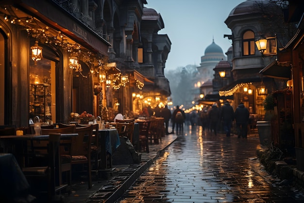 tiro cinematográfico Turquía noche calle estrecha fondo