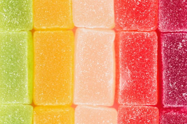 Tiro de fotograma completo de caramelos de gelatina de colores