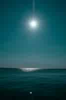 Foto gratuita tiro vertical de un mar que refleja el sol con cielo azul claro