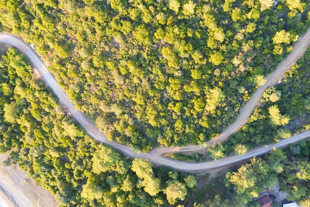 Toma aérea de carreteras y bosques en la bahía de Marmaris Boncuk, Turquía