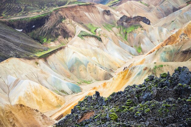 Toma escénica del Parque Nacional Landmannalaugar en Islandia