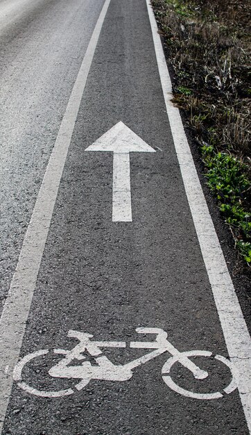 Toma vertical del carril bici.