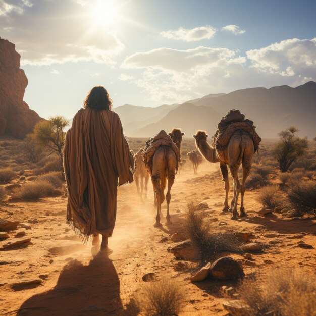 Tomada completa de Jesús en la naturaleza