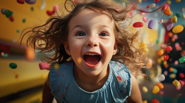 Tomas divertidas de niños disfrutando de los juegos y actividades de la fiesta.