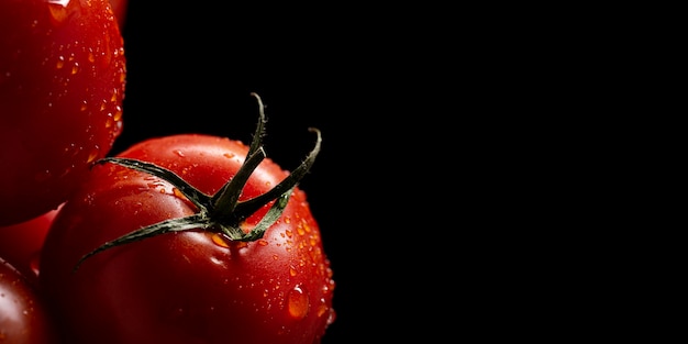 Tomates cherry de primer plano con espacio de copia