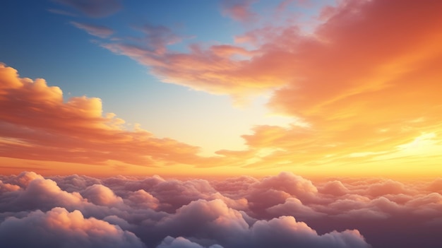 Foto gratuita tonos naranjas vibrantes iluminan las nubes en el cielo del atardecer