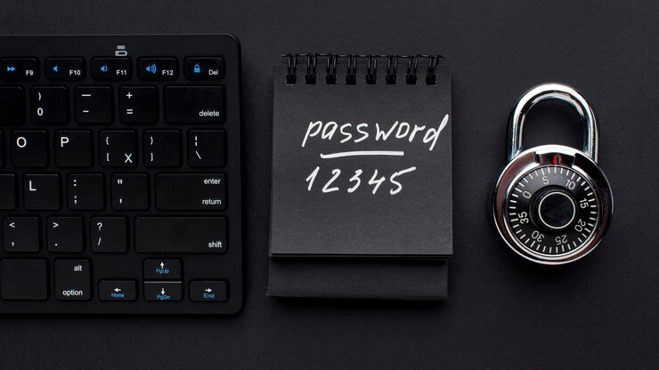 Photo Gratis top view of lock with password and keyboard