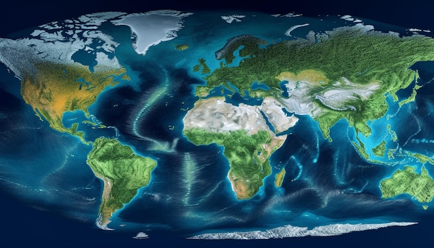 Topografía y naturaleza del planeta Tierra a la vista generada por IA