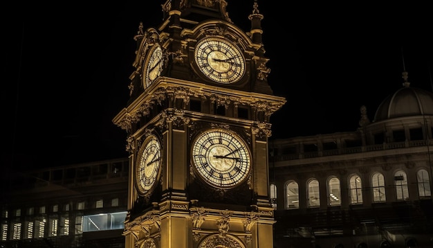 Foto gratuita la torre del reloj ilumina el famoso ayuntamiento de londres generado por ia