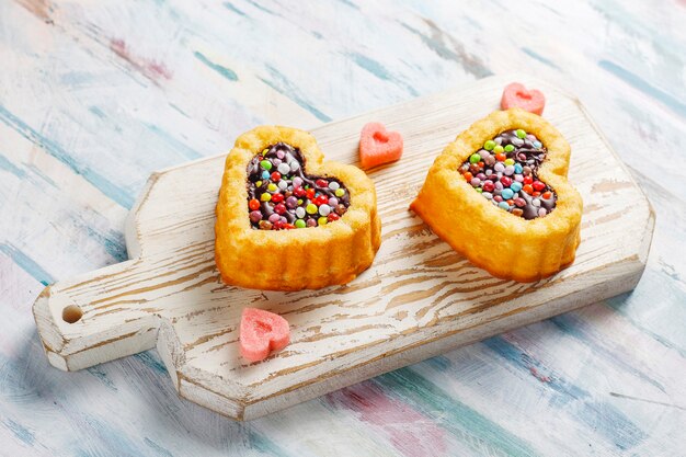 Tortas en forma de corazón para el día de San Valentín.