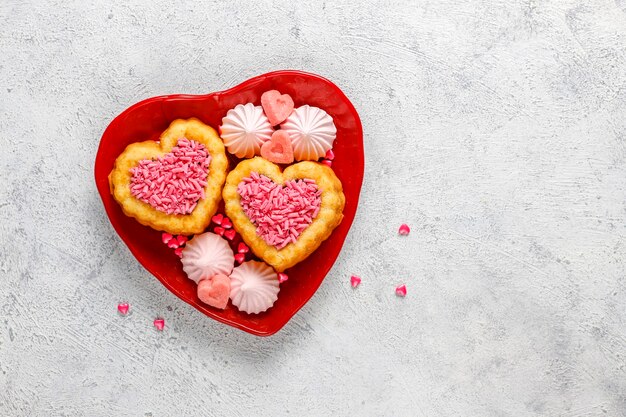 Tortas en forma de corazón para el día de San Valentín.