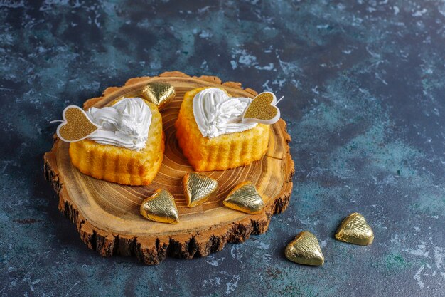 Tortas en forma de corazón para el día de San Valentín.