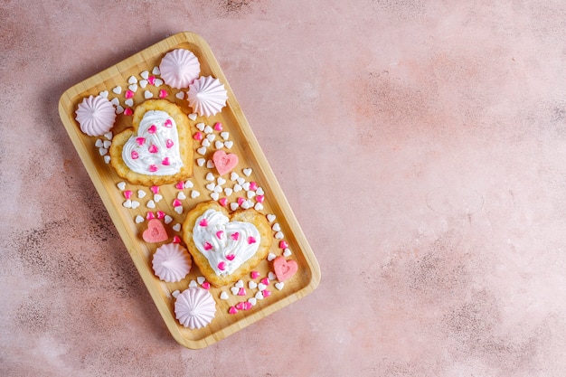 Tortas en forma de corazón para el día de San Valentín.