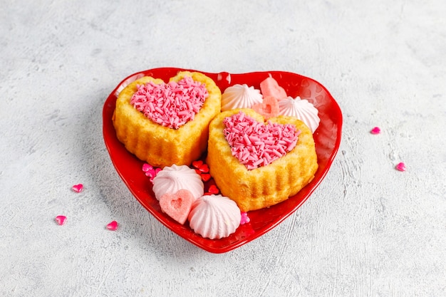 Tortas en forma de corazón para el día de San Valentín.