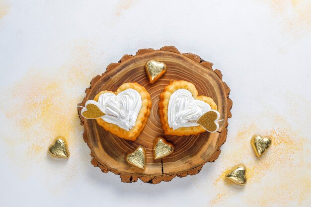 Tortas en forma de corazón para el día de San Valentín.