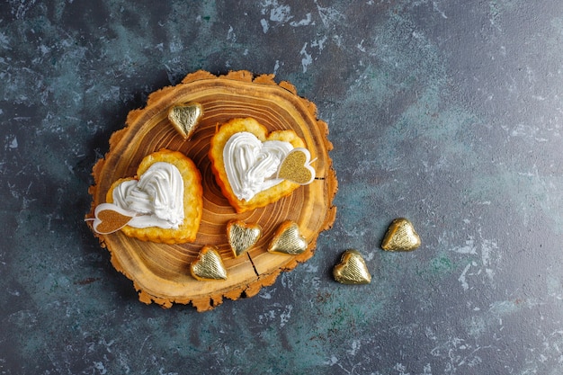 Tortas en forma de corazón para el día de San Valentín.