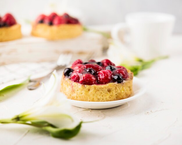 Tortas con surtido de frutas