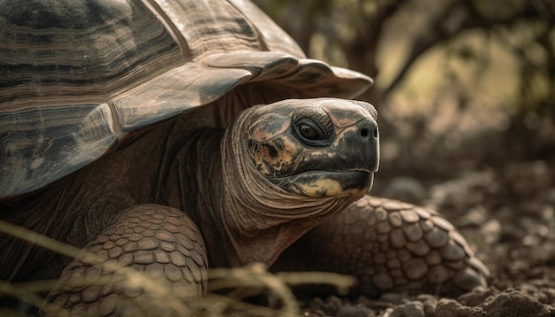 Foto gratuita tortuga gigante caminando con confianza tranquilidad en la naturaleza generada por ia