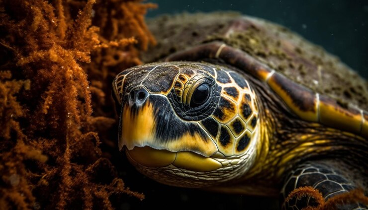 Foto gratuito tortuga marina multicolor nadando en un arrecife de coral generado por ia