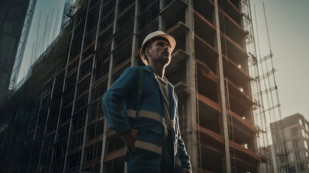 Foto gratuita trabajador de la construcción con antecedentes de casco duro