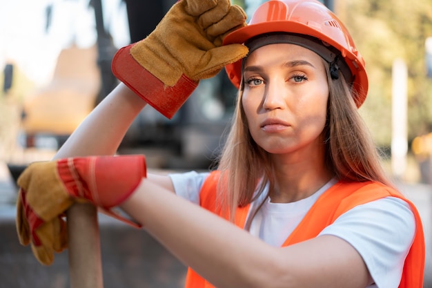 Trabajador de la construcción y la construcción en el sitio.