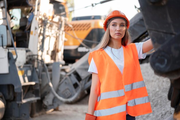 Trabajador de la construcción y la construcción en el sitio.